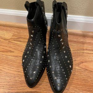 Ladies Black Leather Western Ankle Boot w/ Studs Sz. 8-NEW